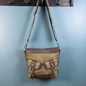 b.o.c. Olive Canvas Crossbody Bag | Upcycled w/ Boho Patterned Strap